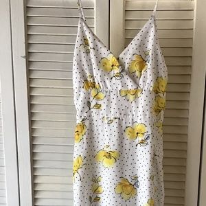 Yellow Florals on White Background Maxi Dress